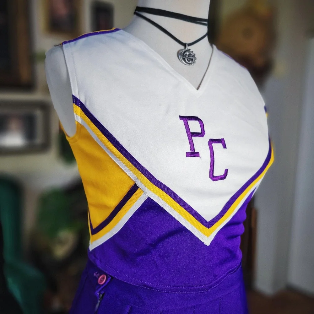 Elite Cheerleader Skirt Set PC School Vintage 1990s Purple Gold Cheer Uniform XS